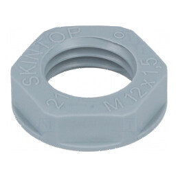 Piuliță M12 poliamidă UL94V-2 17mm gri 20-100°C Pas 1,5 | Electronic-mag.ro | Componente Electronice