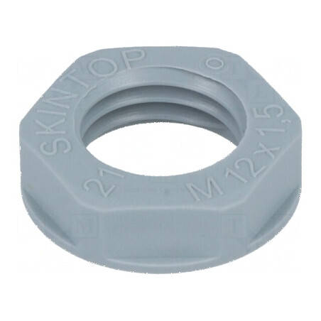 Piuliță M12 poliamidă UL94V-2 17mm gri 20-100°C Pas 1,5 | Electronic-mag.ro | Componente Electronice