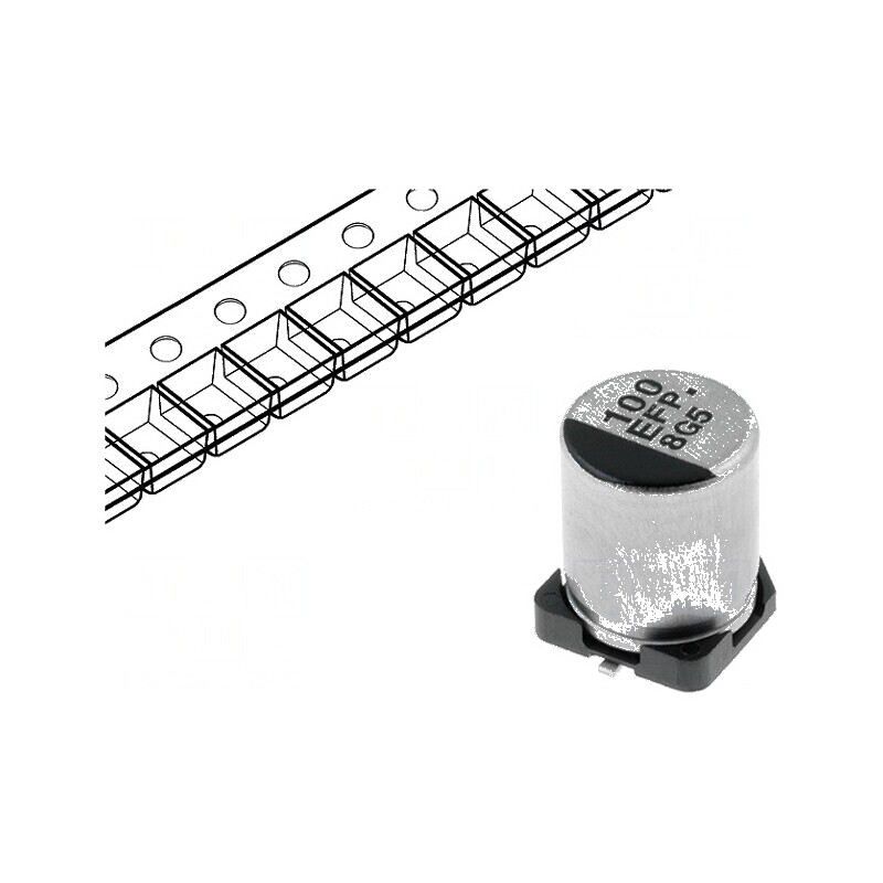 Condensator electrolitic low ESR SMD 100uF 25VDC 6,3x7,7mm | Electronic-mag.ro | Componente Electronice Condensator electrolitic low ESR SMD 100uF 25VDC 6,3x7,7mm | Electronic-mag.ro | Componente Electronice