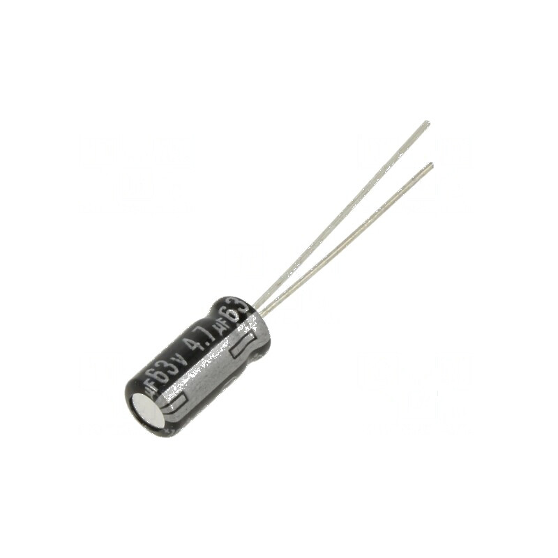 Condensator electrolitic THT 4,7uF 63VDC Ø5x11mm 2mm Raster | Electronic-mag.ro | Componente Electronice