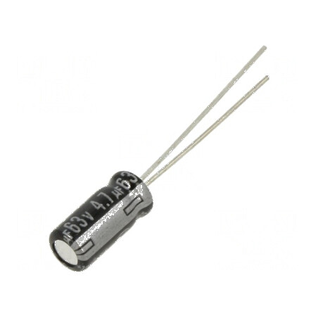 Condensator electrolitic THT 4,7uF 63VDC Ø5x11mm 2mm Raster | Electronic-mag.ro | Componente Electronice