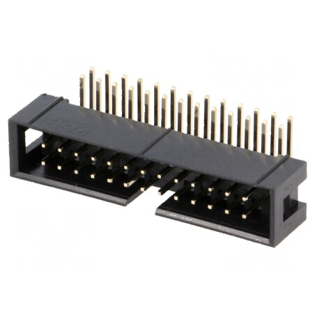 Conector IDC soclu tată 26 PIN 90° THT aurit 2,54mm | Electronic-mag.ro | Componente Electronice