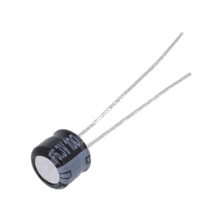 Condensator electrolitic THT 100uF 6.3V Ø6.3x5mm ±20% KS | Electronic-mag.ro | Componente Electronice