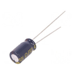 Condensator electrolitic low ESR THT 47uF 50V Ø6,3x11,2mm | Electronic-mag.ro | Componente Electronice