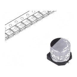 Condensator electrolitic SMD 100uF 25VDC Low ESR Ø6,3x5,8mm | Electronic-mag.ro | Componente Electronice