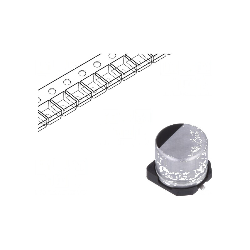 Condensator electrolitic SMD 100uF 25VDC Low ESR Ø6,3x5,8mm | Electronic-mag.ro | Componente Electronice