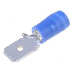 Terminal plat 6,3mm tată 0,8mm pentru cablu 2mm2 crimpat izolată | Electronic-mag.ro | Componente Electronice