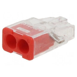 Bornă cu eliberare rapidă 2,5mm² 450V 24A roșie 11mm | Electronic-mag.ro | Componente Electronice