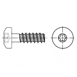 Şurub pentru plastic 2,5x12 cu cap rotund Torx® PLUS 8IP | Electronic-mag.ro | Componente Electronice
