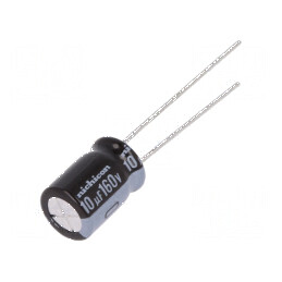 Condensator electrolitic THT 10uF 160VDC Ø8x11,5mm ±20% 41mA | Electronic-mag.ro | Componente Electronice