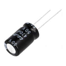 Condensator electrolitic THT 470uF 50VDC 12,5x20mm ±20% | Electronic-mag.ro | Componente Electronice