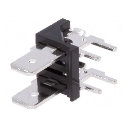 Conector spadă 6,3mm THT 250V unghi 90° 2 piste | Electronic-mag.ro | Componente Electronice