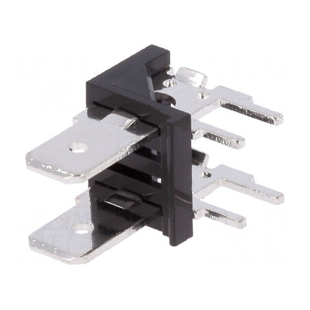 Conector spadă 6,3mm THT 250V unghi 90° 2 piste | Electronic-mag.ro | Componente Electronice