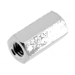 Piuliță distanțieră filetată M3 10mm alamă nichelată | Electronic-mag.ro | Componente Electronice