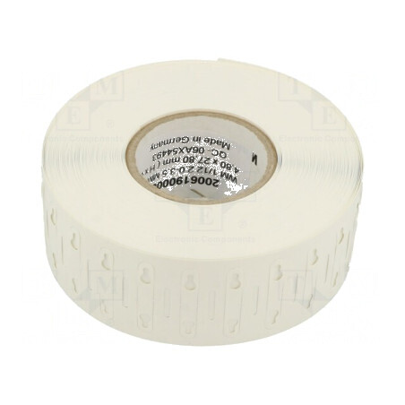 Etichetă poliester albă 2÷3,5mm -40÷150°C cu orificiu WM | Electronic-mag.ro | Componente Electronice