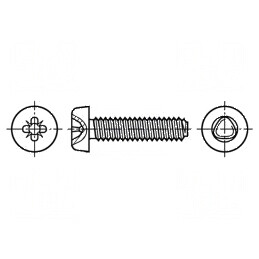 Șurub metalic 6x12 cap rotund Pozidriv PZ3 oțel călit | Electronic-mag.ro | Componente Electronice