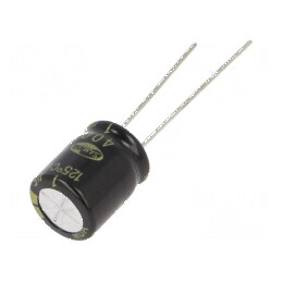 Condensator electrolitic THT 1uF 400VDC Ø10x12,5mm ±20% | Electronic-mag.ro | Componente Electronice