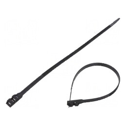 Legătură cablu dublu blocare L: 360mm W: 9mm poliamidă 540N negru | Electronic-mag.ro | Componente Electronice