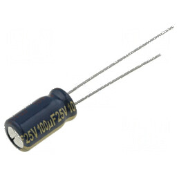 Condensator electrolitic low ESR 100uF 25V THT Ø6,3x11,2mm | Electronic-mag.ro | Componente Electronice