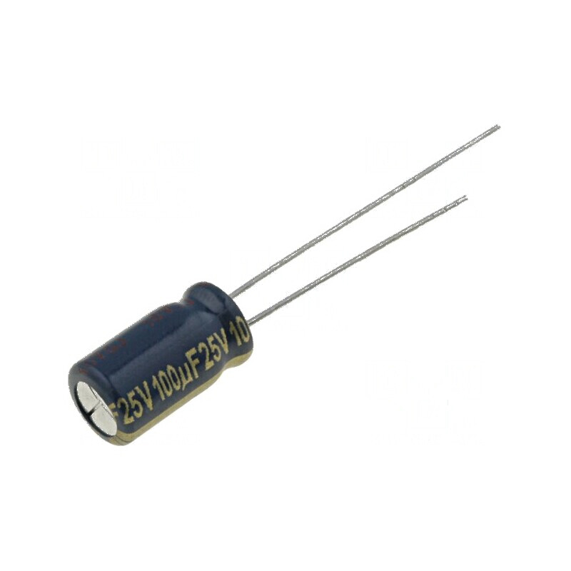Condensator electrolitic low ESR 100uF 25V THT Ø6,3x11,2mm | Electronic-mag.ro | Componente Electronice