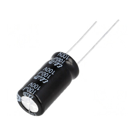 Condensator electrolitic THT 100uF 100VDC Ø10x20mm ±20% | Electronic-mag.ro | Componente Electronice