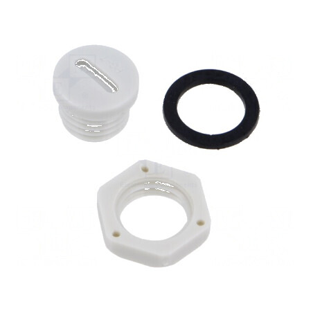 Capac protecție PG7 poliamidă gri deschis cu filet PG | Electronic-mag.ro | Componente Electronice