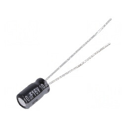 Condensator electrolitic THT 10uF 16VDC 4x7mm 1,5mm | Electronic-mag.ro | Componente Electronice