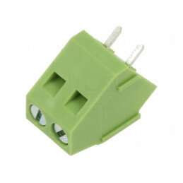 Regletă de conexiuni pentru PCB 45° 5mm, 2 piste 2,5mm² | Electronic-mag.ro | Componente Electronice