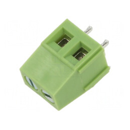 Regletă de conexiuni PCB 90° 5mm 2 piste verde | Electronic-mag.ro | Componente Electronice