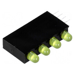 LED 3mm galben în carcasă - 4 diode 20mA 80° 1,6÷2,6V | Electronic-mag.ro | Componente Electronice