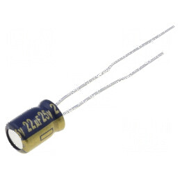 Condensator electrolitic low ESR THT 22uF 25VDC Ø5x7mm ±20% | Electronic-mag.ro | Componente Electronice