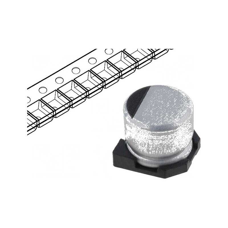 Condensator electrolitic SMD 470uF 10VDC Ø8x10mm ±20% 1000h | Electronic-mag.ro | Componente Electronice