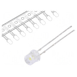 LED 5mm alb rece 500-1120mcd 140° plat | Electronic-mag.ro | Componente Electronice