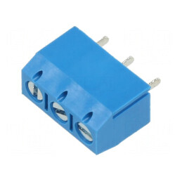 Regletă de conexiuni 90° pentru PCB, 5mm, 3 borne | Electronic-mag.ro | Componente Electronice