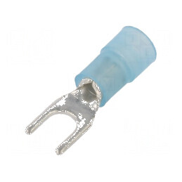 Vârf furcă M4 Ø 4,2mm pentru cablu izolată 1,5÷2,5mm2 crimpat | Electronic-mag.ro | Componente Electronice