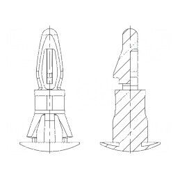 Știft de montare poliamidă 66, lungime 7,9mm cu clichet | Electronic-mag.ro | Componente Electronice