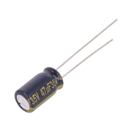 Condensator electrolitic low ESR 47uF 35VDC THT Ø6,3x11,2mm | Electronic-mag.ro | Componente Electronice