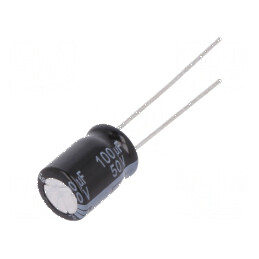 Condensator electrolitic low ESR THT 100uF 50VDC Ø8x11,5mm | Electronic-mag.ro | Componente Electronice