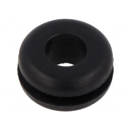 Manșon negru 10mm x 6mm pentru orificii, grosime panou max. 2mm | Electronic-mag.ro | Componente Electronice