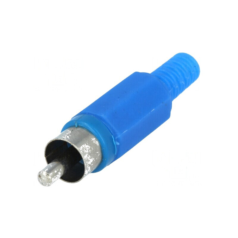 Conector RCA mufă tată cu manșon drept lipire albastru | Electronic-mag.ro | Componente Electronice