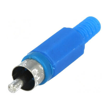 Conector RCA mufă tată cu manșon drept lipire albastru | Electronic-mag.ro | Componente Electronice