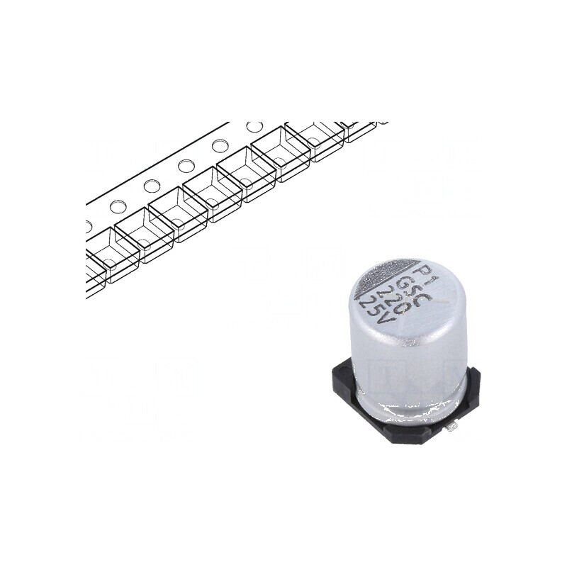 Condensator electrolitic SMD 220uF 25VDC ±20% -55÷105°C | Electronic-mag.ro | Componente Electronice