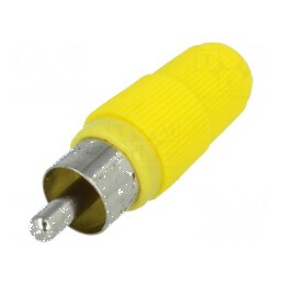 Conector RCA mufă tată drept galben pentru lipire pe cablu | Electronic-mag.ro | Componente Electronice