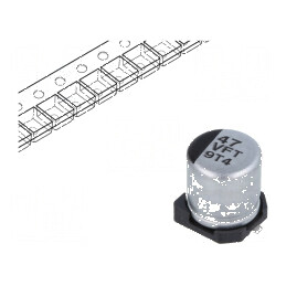 Condensator electrolitic SMD 47uF 35VDC Ø5x5,8mm low ESR | Electronic-mag.ro | Componente Electronice