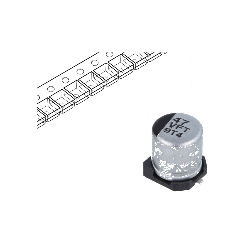 Condensator electrolitic SMD 47uF 35VDC Ø5x5,8mm low ESR | Electronic-mag.ro | Componente Electronice