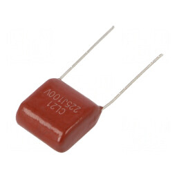 Condensator poliester 2,2uF 100VDC 15mm ±10% -40÷85°C | Electronic-mag.ro | Componente Electronice
