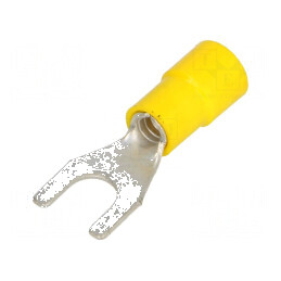 Vârf furcă M6 6,3mm cupru crimpat pentru cablu 4-6mm2 izolată | Electronic-mag.ro | Componente Electronice