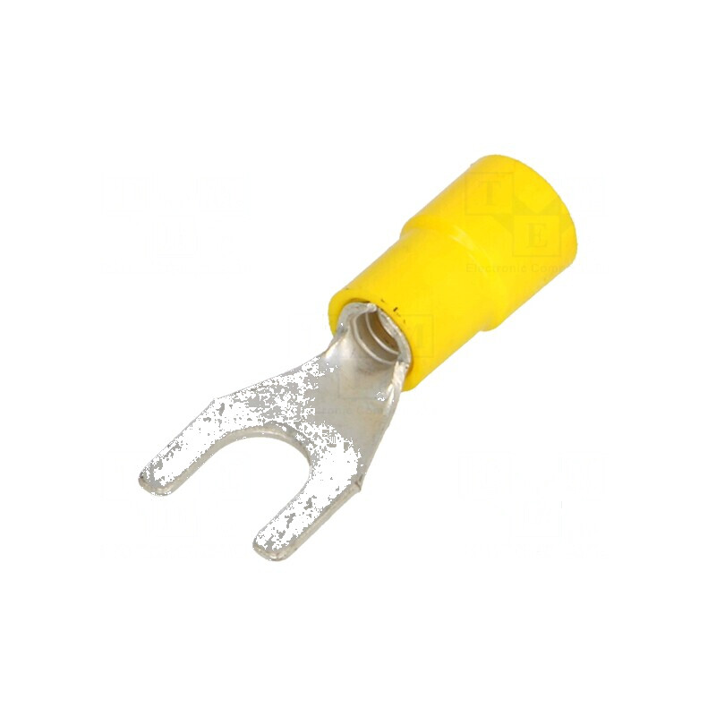 Vârf furcă M6 6,3mm cupru crimpat pentru cablu 4-6mm2 izolată | Electronic-mag.ro | Componente Electronice