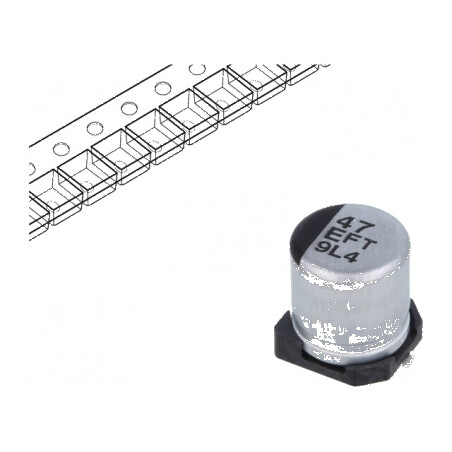 Condensator electrolitic SMD 47uF 25VDC low ESR Ø5x5,8mm | Electronic-mag.ro | Componente Electronice