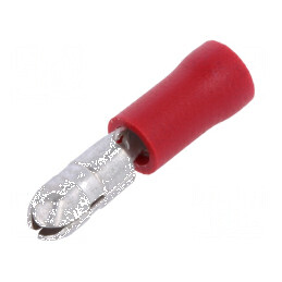 Terminal rotund tată Ø 4mm 0,5-1mm² crimpat izolat roșu | Electronic-mag.ro | Componente Electronice